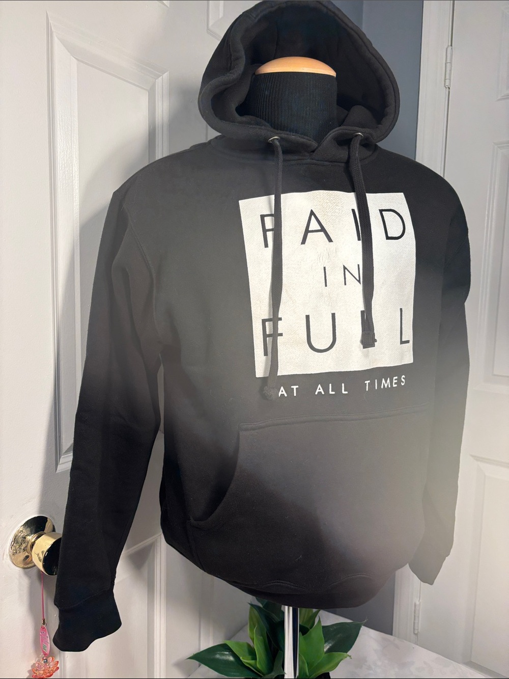 Kids Black Hoodie One-Piece with "PAID IN FULL" Graphic - Picture 3 of 9